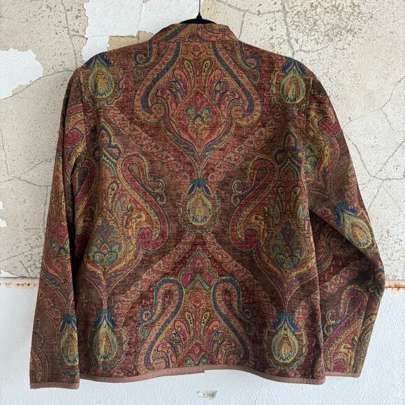 Vtg 90s Tapestry Jacket Boho Paisley Southwestern Flashback Women L Retro Blazer - Picture 5 of 8